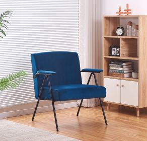 Cloth leisure; black metal frame recliner; for living room and bedroom; blue