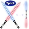 LED Light Up Saber with Sound - Retractable 7 Colors Light Saber Sword for Kids - 2 Packv