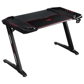 Black Gaming Desk with LED Lighting