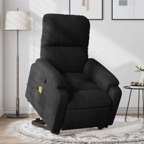 Stand up Massage Recliner Chair Black Microfiber Fabric