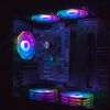 Computer Case Fan High-speed Chassic Fan Double-Sided Light-emitting Computer Mute Desktop Cooling Fan 16 Lights Fan 2000 Rpm; 3pin+4pin; T11