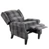 Modern Comfortable Upholstered Leisure Chair Multifunctional Recliner Chair Single Sofa with Footrest, Grey Check