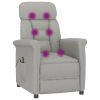 Massage Recliner Light Gray Faux Suede Leather