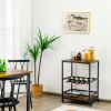 Mobile Kitchen Bar Cart Serving Trolley with Wine Rack