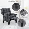 Modern Comfortable Upholstered Leisure Chair Multifunctional Recliner Chair Single Sofa with Footrest, Grey Check