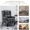 Modern Comfortable Upholstered Leisure Chair Multifunctional Recliner Chair Single Sofa with Footrest, Grey Check