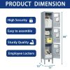 3 Door 66"H Metal Lockers With Lock for Employees,Storage Locker Cabinet for Home Gym Office School Garage,Gray