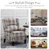 Modern Comfortable Upholstered Leisure Chair Multifunctional Recliner Chair Single Sofa with Footrest, Beige Check