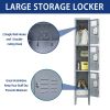 3 Door 66"H Metal Lockers With Lock for Employees,Storage Locker Cabinet for Home Gym Office School Garage,Gray