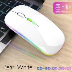 New Bluetooth Wireless Mouse with USB Rechargeable RGB Mouse for Computer Laptop PC Macbook Gaming Mouse Gamer 2.4GHz Portable M (Color: White)