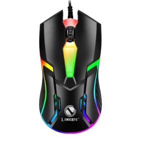 Wired Backlit USB Mouse Competitive Gaming Mouse Notebook Office Luminous Mouse (Color: Black)