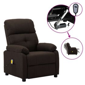 Massage Recliner Dark Brown Fabric (Color: Brown)