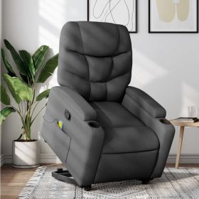 Stand up Massage Recliner Chair Dark Gray Fabric (Color: Gray)
