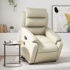 Stand up Massage Recliner Chair Cream Faux Leather