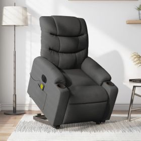 Electric Stand up Massage Recliner Chair Dark Gray Fabric (Color: Gray)