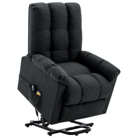 Power Lift Massage Recliner Dark Gray Fabric (Color: Grey)