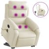 Stand up Massage Recliner Chair Cream Faux Leather