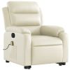 Stand up Massage Recliner Chair Cream Faux Leather
