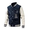 Casual Men Quilted Jackets High Quality Leather Sleeve Vintage Baseball Coat Fashion Trend Blue Black Spring Autumn Winter 2022