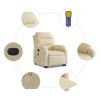Electric Stand up Massage Recliner Chair Cream Fabric