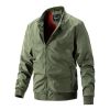Spring Autumn 2022 Casual Business Men Jacket High Quality Vintage Stand Collar Thin Baseball Coat Fashion Trend White Armygreen