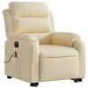 Electric Stand up Massage Recliner Chair Cream Fabric