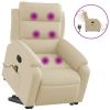 Electric Stand up Massage Recliner Chair Cream Fabric