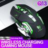 Wireless Charging Gaming Mouse; Rechargeable Ergonomic Mute Design For Office And Home