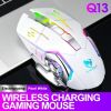 Wireless Charging Gaming Mouse; Rechargeable Ergonomic Mute Design For Office And Home