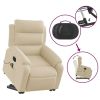 Electric Stand up Massage Recliner Chair Cream Fabric