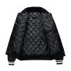 Casual Men Quilted Jackets High Quality Leather Sleeve Vintage Baseball Coat Fashion Trend Blue Black Spring Autumn Winter 2022