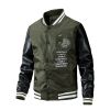 Casual Men Quilted Jackets High Quality Leather Sleeve Vintage Baseball Coat Fashion Trend Blue Black Spring Autumn Winter 2022